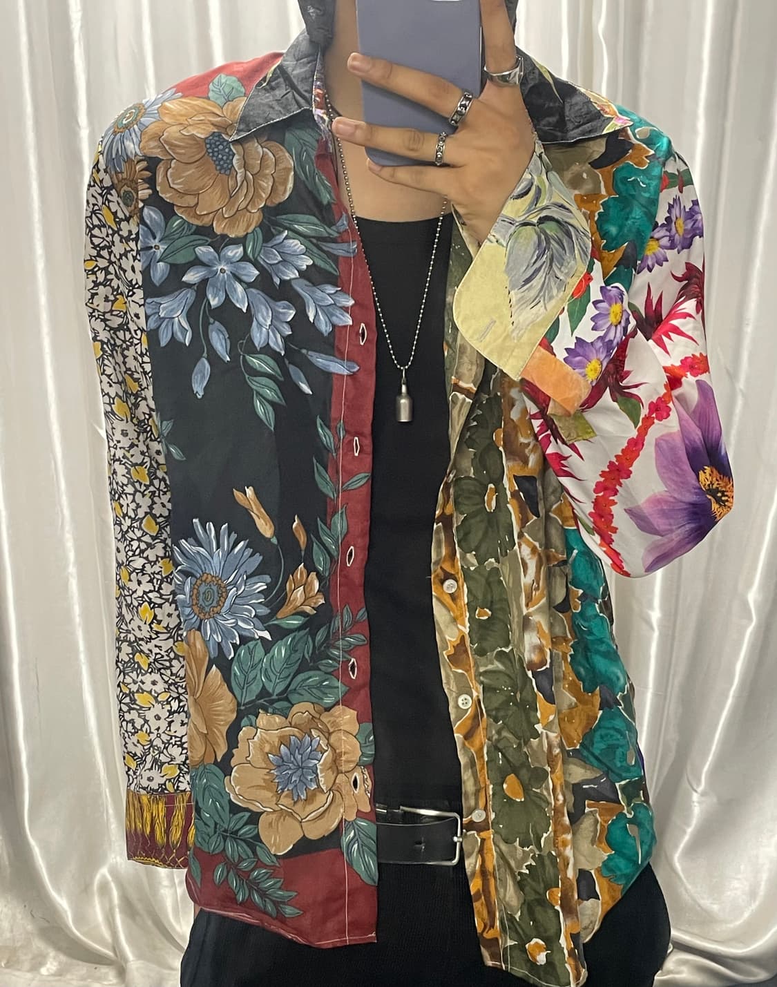 Silk linen patterned shirt 상품이미지1