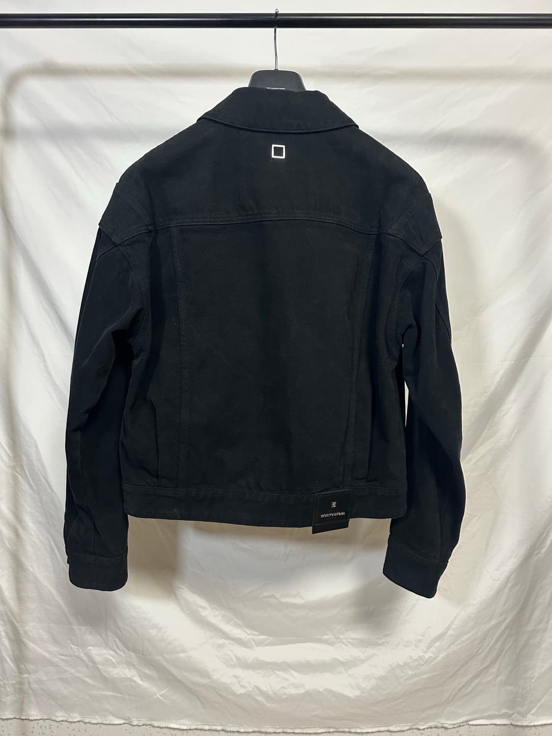 우영미 가죽탭 데님자켓 블랙 (44) 상품이미지2