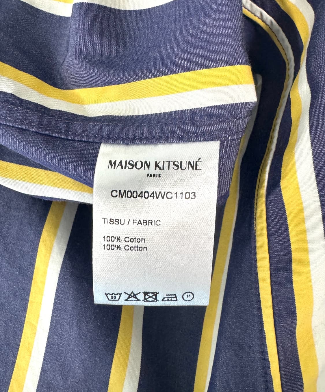 MAISON KITSUNE 메종키츠네 폭스자수 네이비 옐로우 스트라이프  상품이미지7