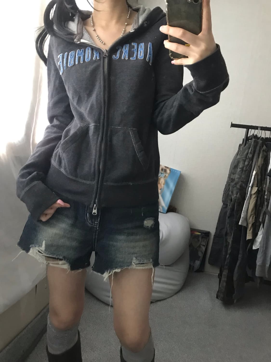 아베크롬비 그레이 후드집업 상품이미지2