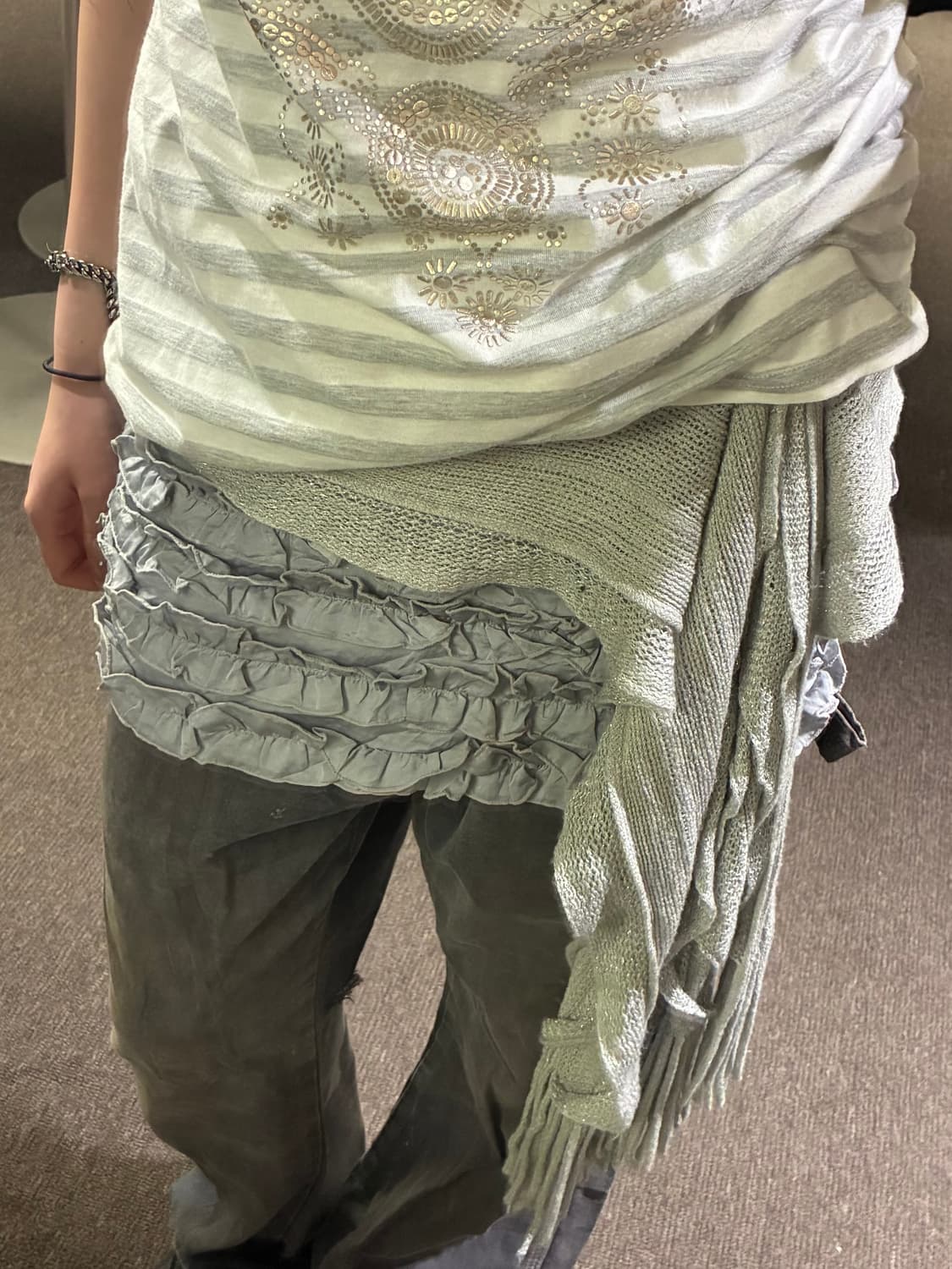 S)Japanese vintage 그레이 캉캉 미니스커트 상품이미지9