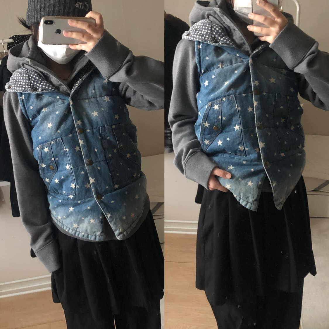 별패턴 데님 경량 조끼  상품이미지5