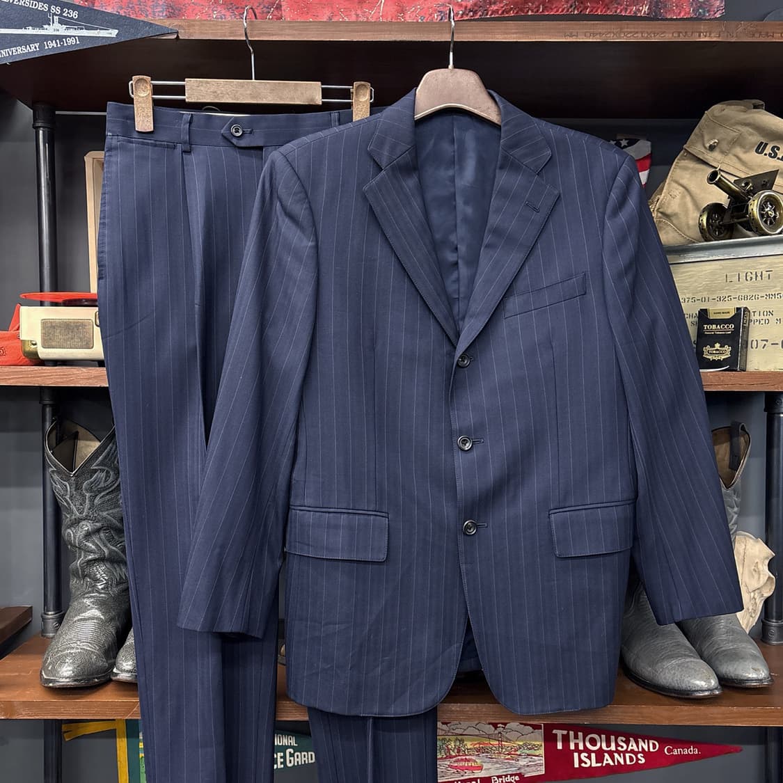 J.PREES 헤링본 스트라이프 쓰리버튼 프레피 울 수트 셋업 N618 상품이미지1