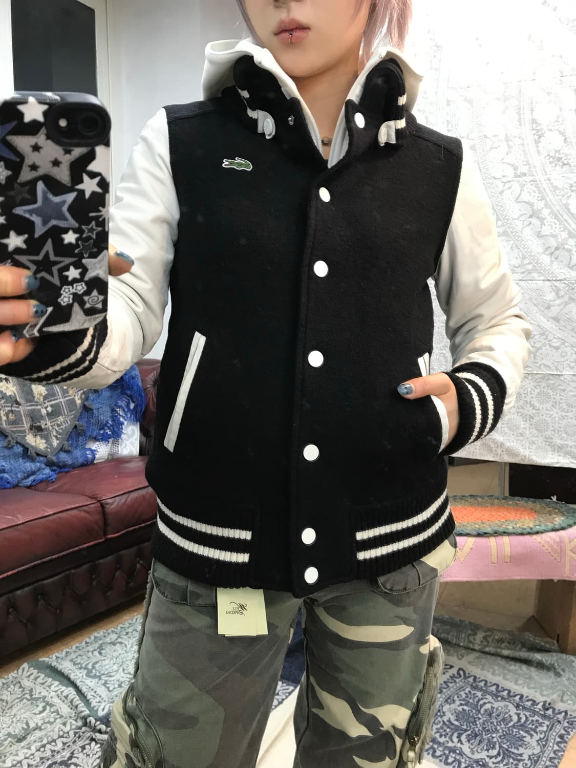 라코스테 여성 자수 블루종 바시티자켓 상품이미지2