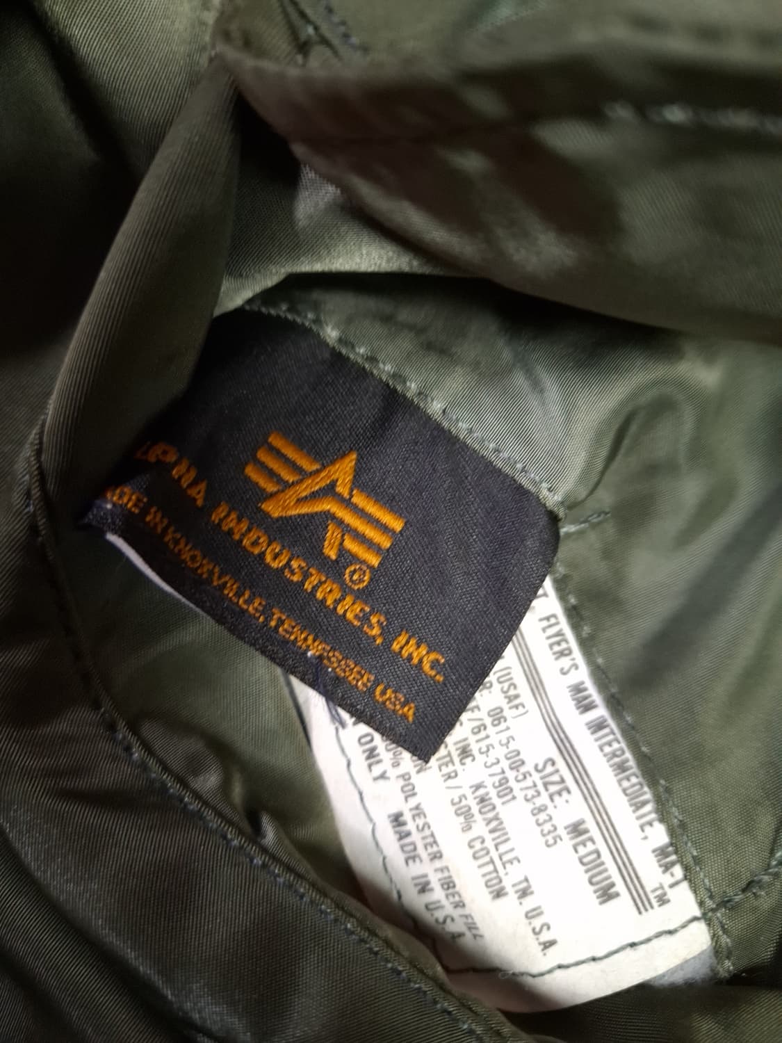 오리지날 미국제조 알파사 미공군 민수용 MA-1 항공점퍼 상품이미지3
