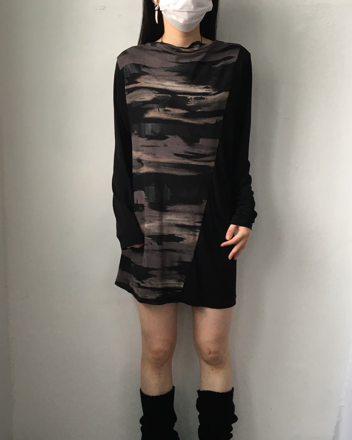 Printing layer point sleeve onepiece 상품이미지1