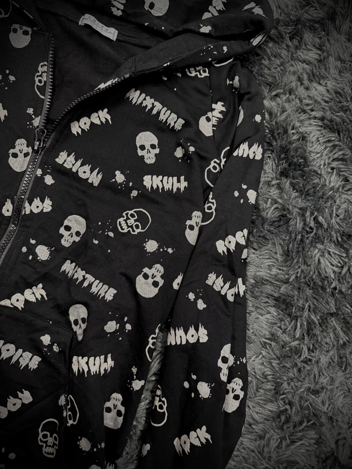 해골 패턴 블랙 악마귀 디테일 펑크 후드집업 상품이미지3