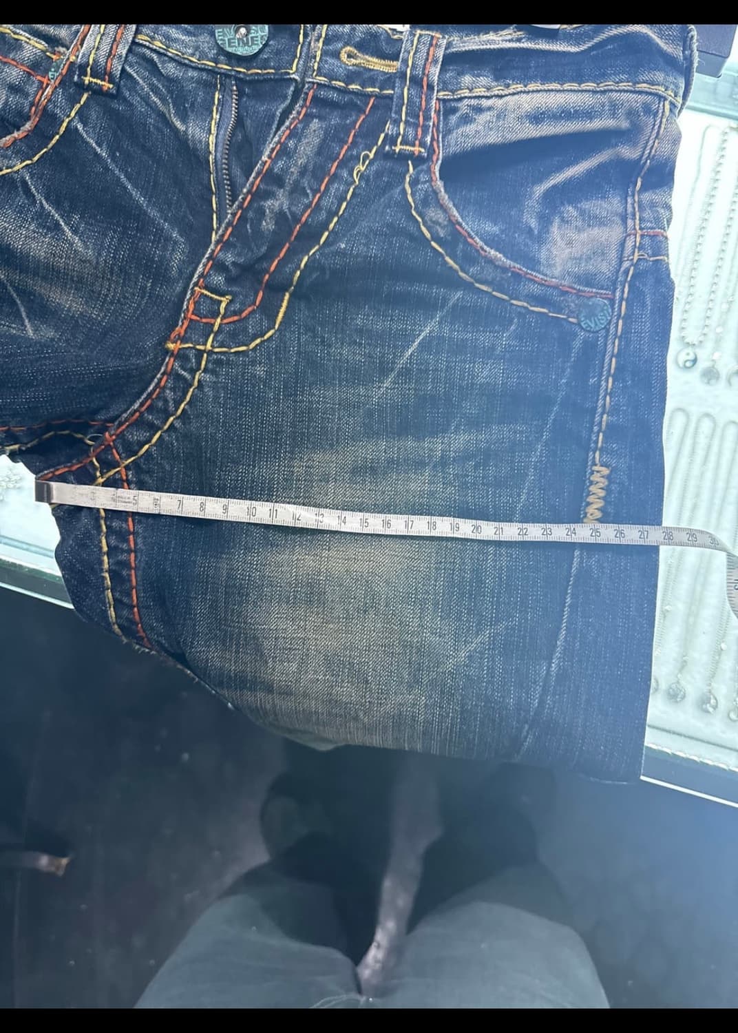 에비수1 프린팅 워싱 데님 청바지 엔지니어드 26 노랑 빈티지 바지11 상품이미지6