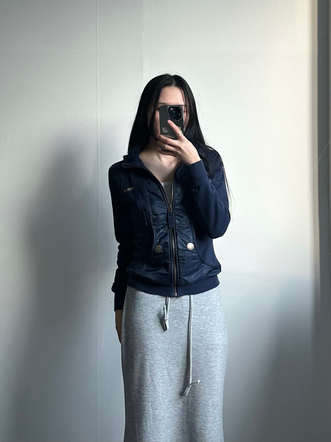 아디다스 올드스쿨 자수로고 네이비 후드집업 상품이미지1