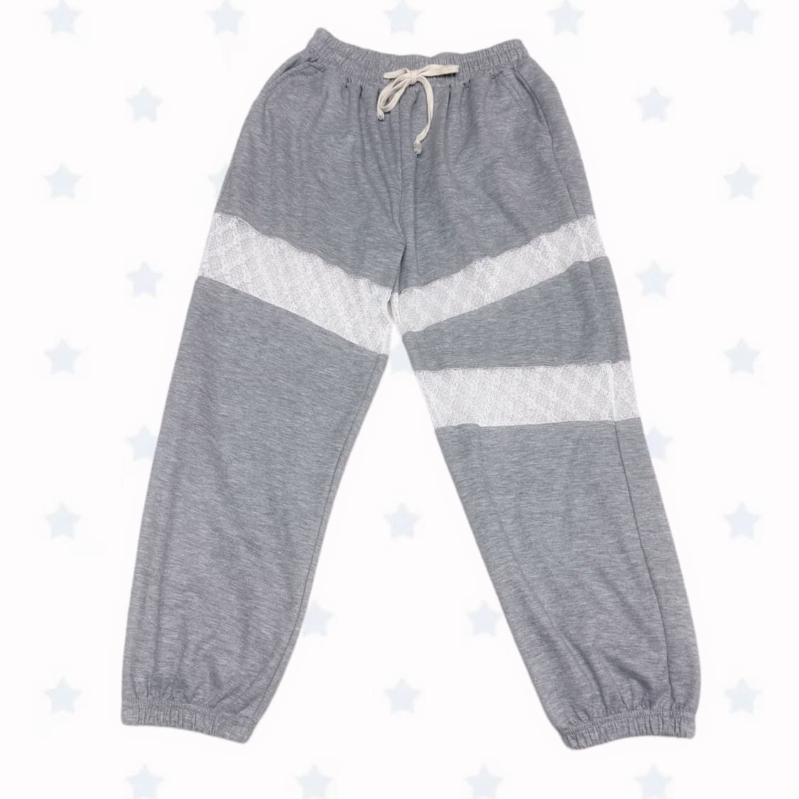(이체시에눌)폭스빈티지 뉴스스 커스텀 그레이 화이트 레이스 츄바 조거팬츠 상품이미지1