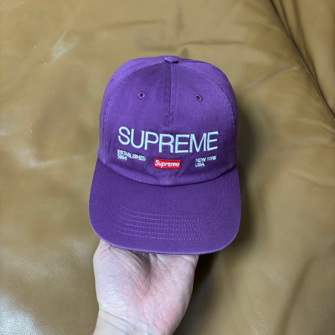 슈프림 6패널 볼캡 모자 21fw Est1994 워시드 퍼플 상품이미지2