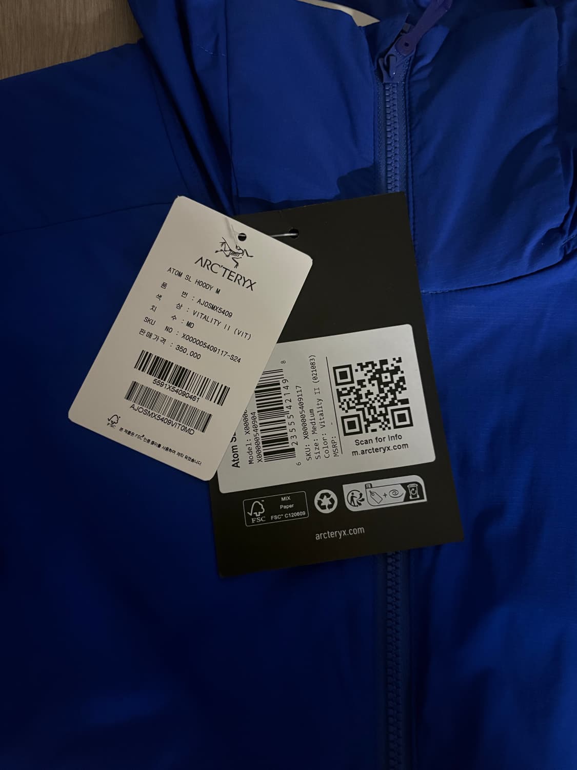 아크테릭스 아톰 SL 후디 M 사이즈 새상품급 택o 상품이미지3