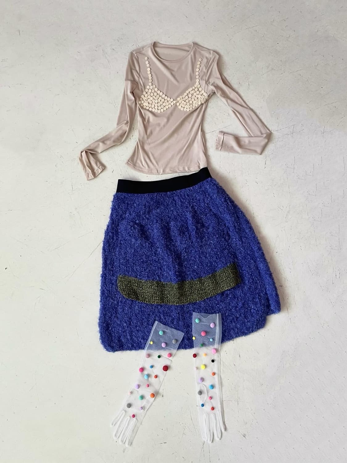 Cobalt blue banding boucle skirt 상품이미지1