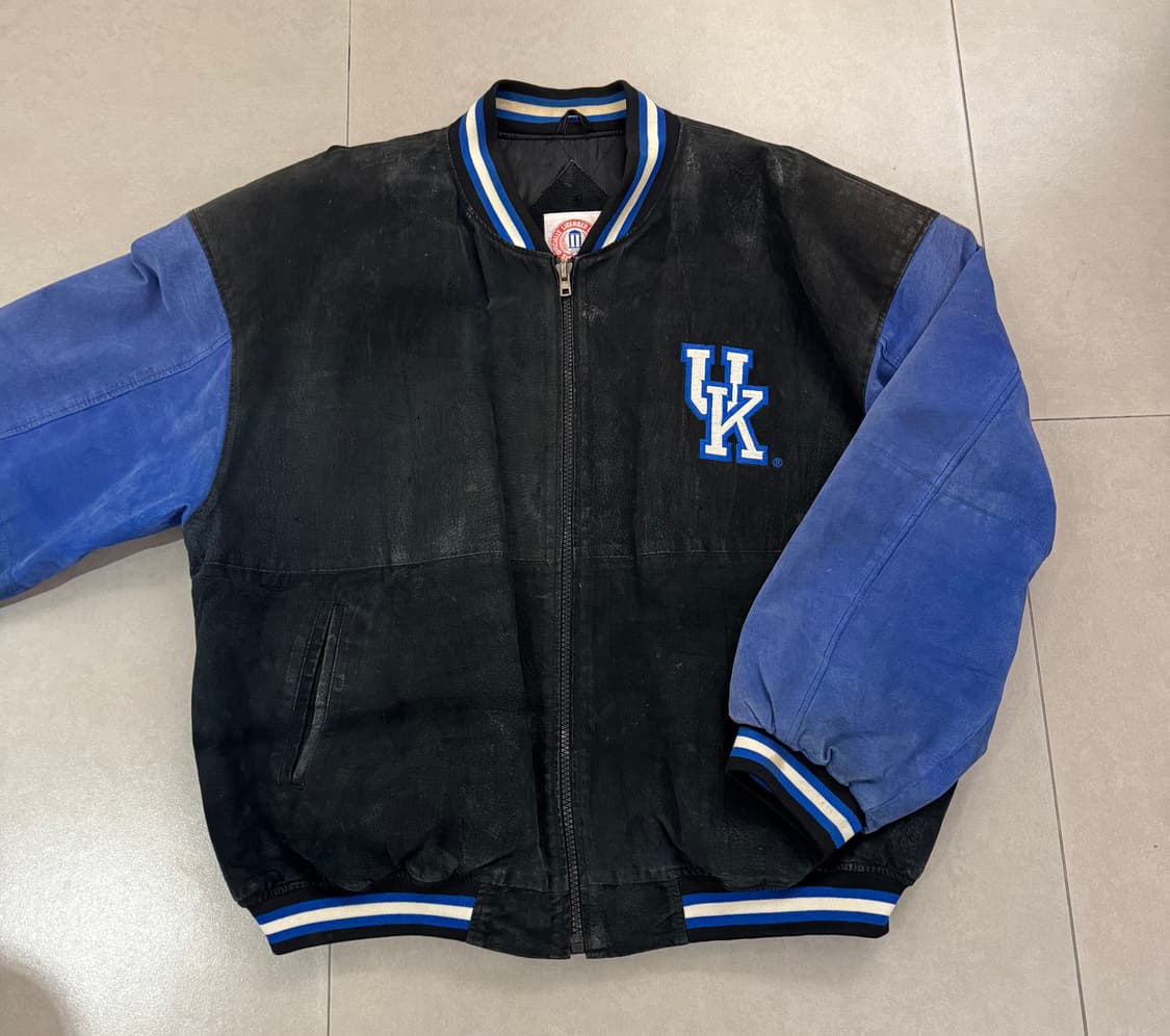 90’s 켄터키대 가죽 바시티 자켓 XL 상품이미지1