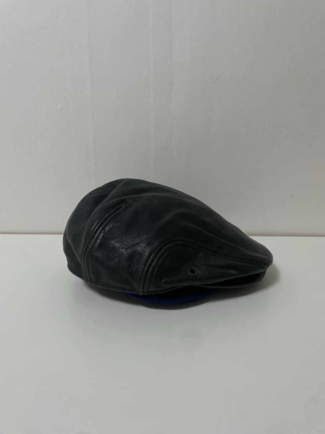 블랙 올드스쿨 레더 가죽 헌팅캡 모자 상품이미지3