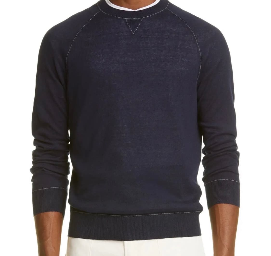 (A+/54) / 브루넬로 쿠치넬리 린넨 코튼 라글란 니트 네이비 상품이미지9