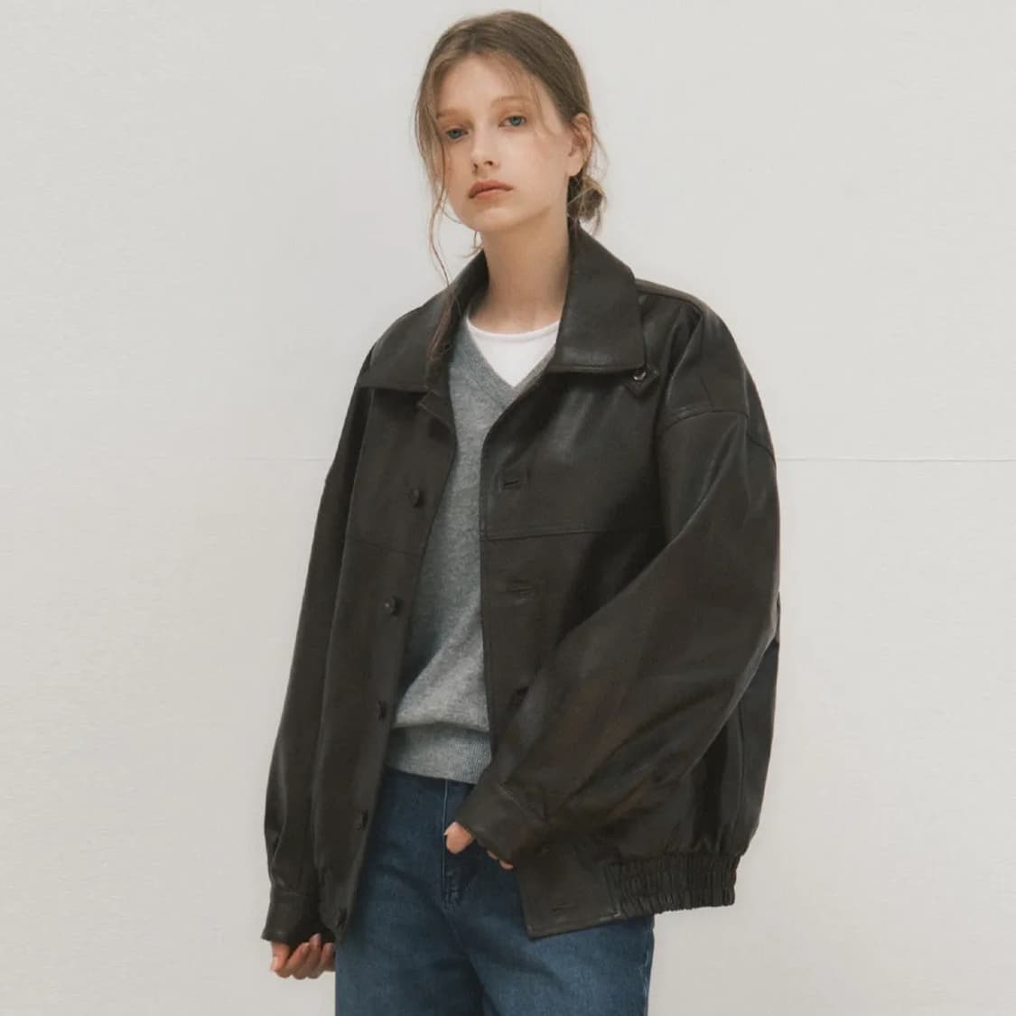 WednesdayOasis 아뜰리에에디션 W/ 투웨이비건레더자켓 브라운m 상품이미지3