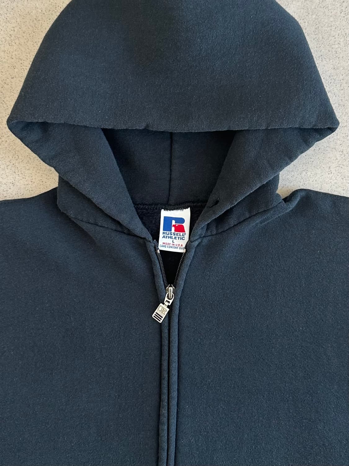 90s 빈티지 러셀 후드집업 블랙 L USA 상품이미지6