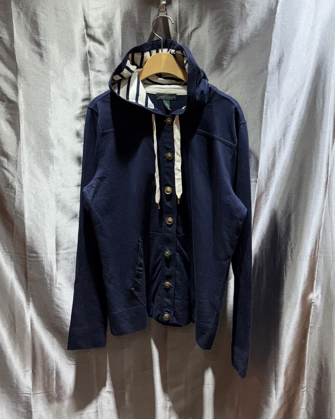 L 폴로랄플로렌 LRL 각인 버튼 스트라이프 후드 자켓 상품이미지2