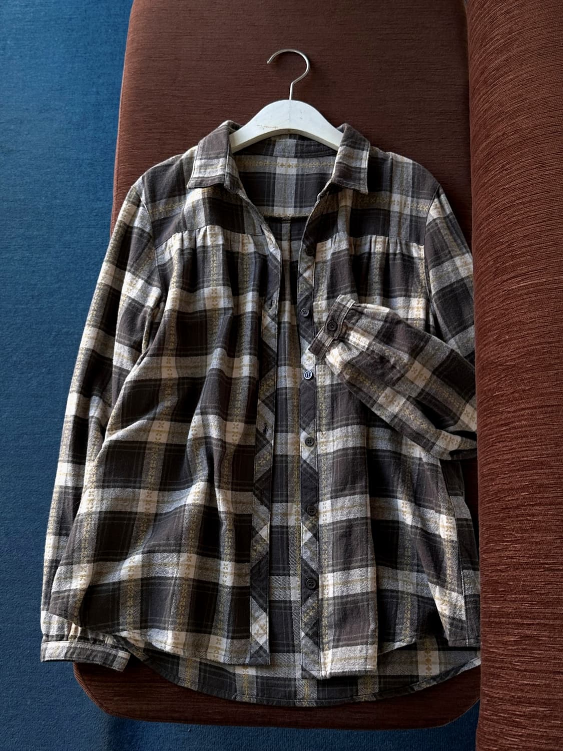 Cotton shirring design nel check blouse  상품이미지3