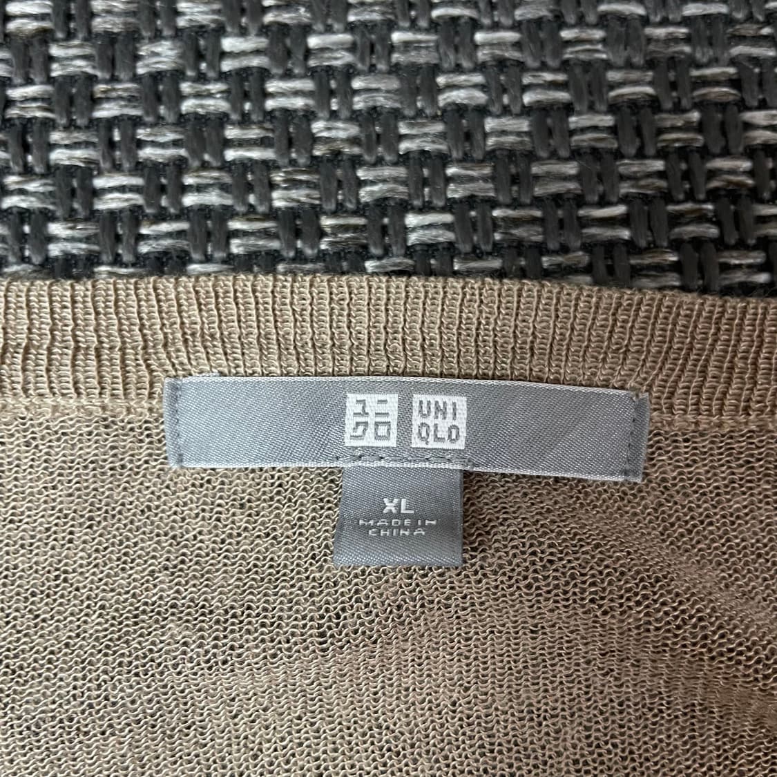 유니클로 베이지 라운드넥 반팔 가디건 XL 상품이미지4