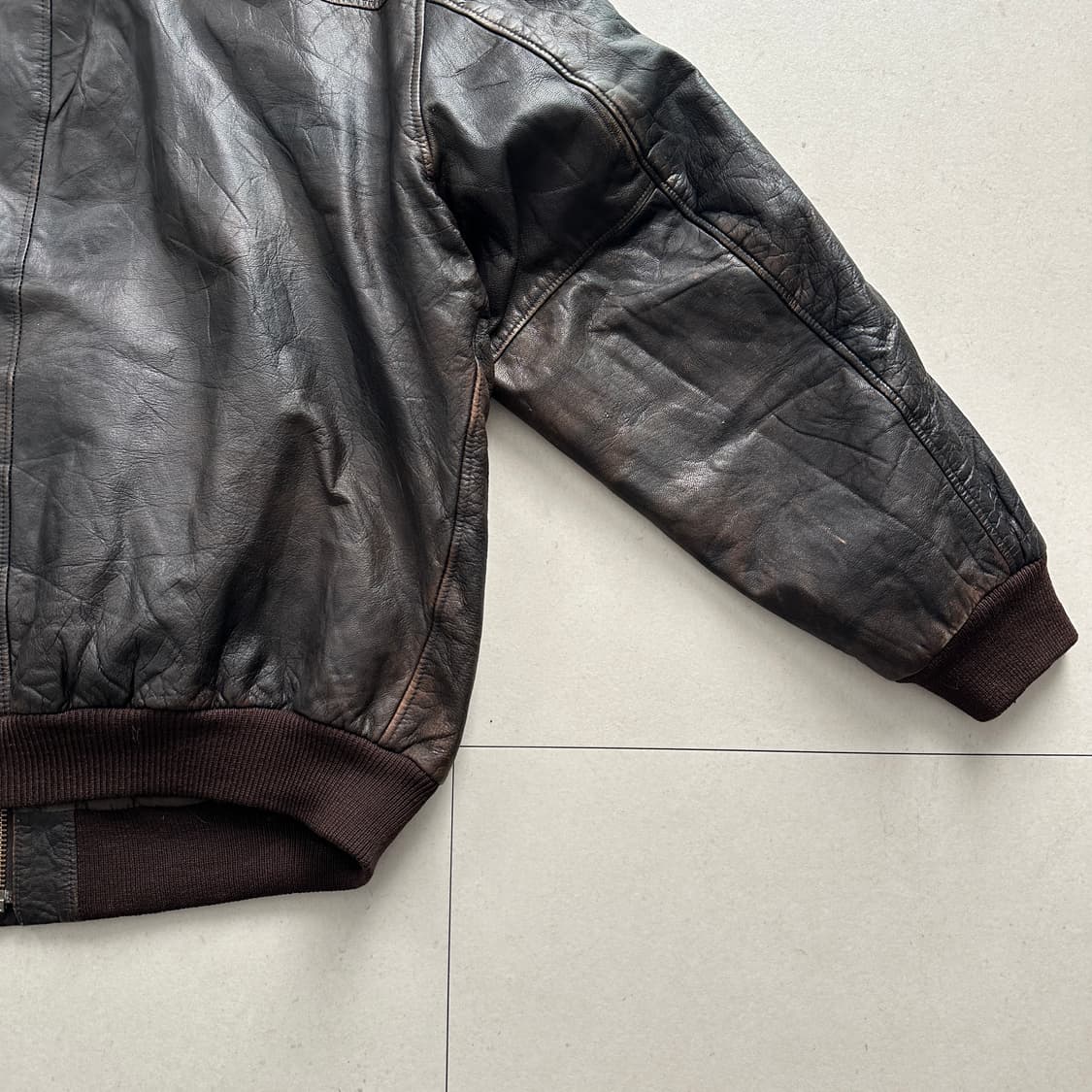 80s L.L Bean A-2 엘엘빈 레더 가죽 자켓 L 탈론 지퍼 상품이미지10