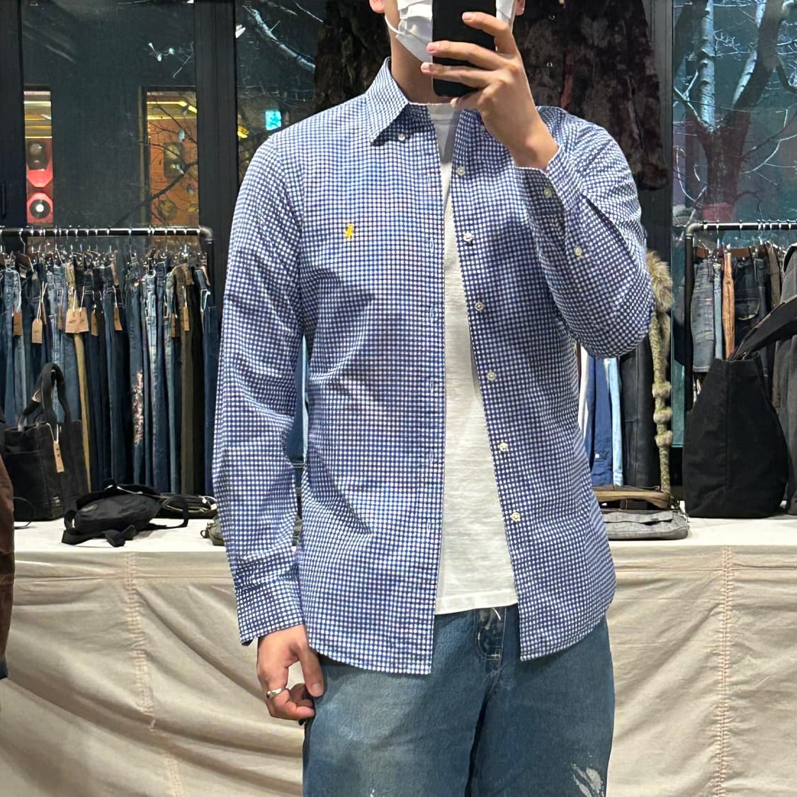 M) 폴로 랄프로렌 클래식 블루 체크 포플린 셔츠 상품이미지8