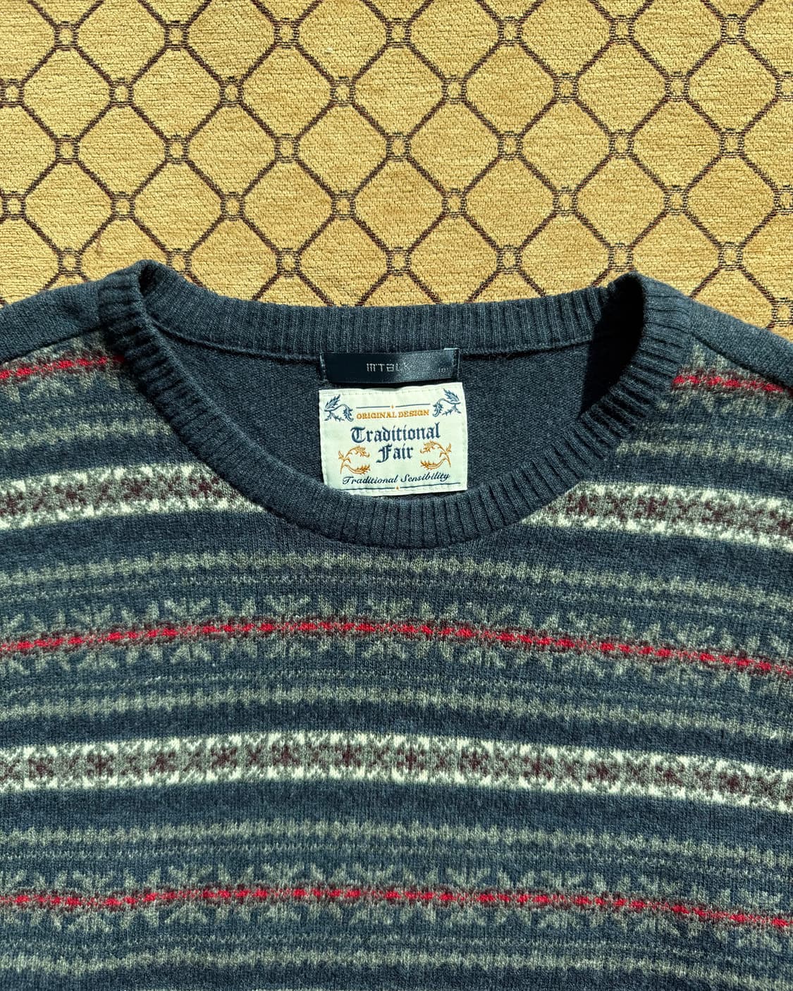 네이비 아가일 엘보우 패치 니트 상품이미지1