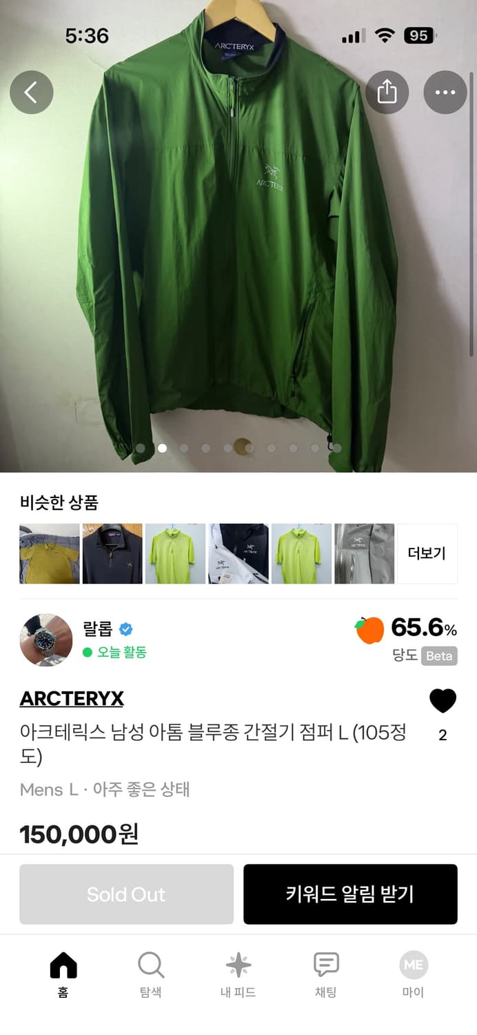 아크테릭스 셀레리스 자켓 그린 L 상품이미지5