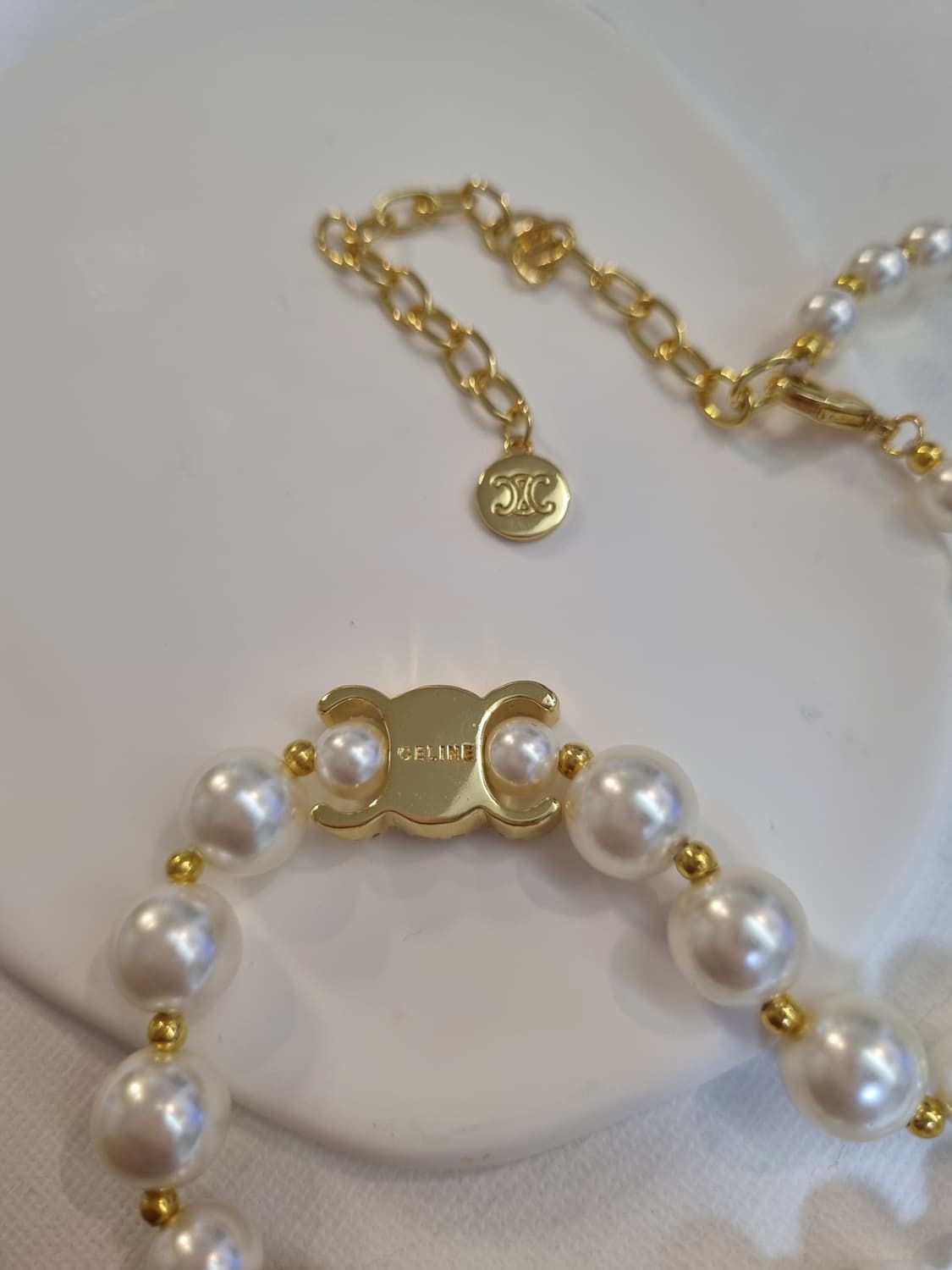 셀린느 업사이클링 올큐빅 트리옹프 진주 목걸이 상품이미지6
