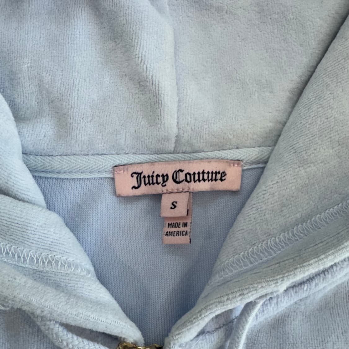 Juicy couture 쥬씨꾸뛰르 라이트 블루 벨벳 후드집업 상품이미지5