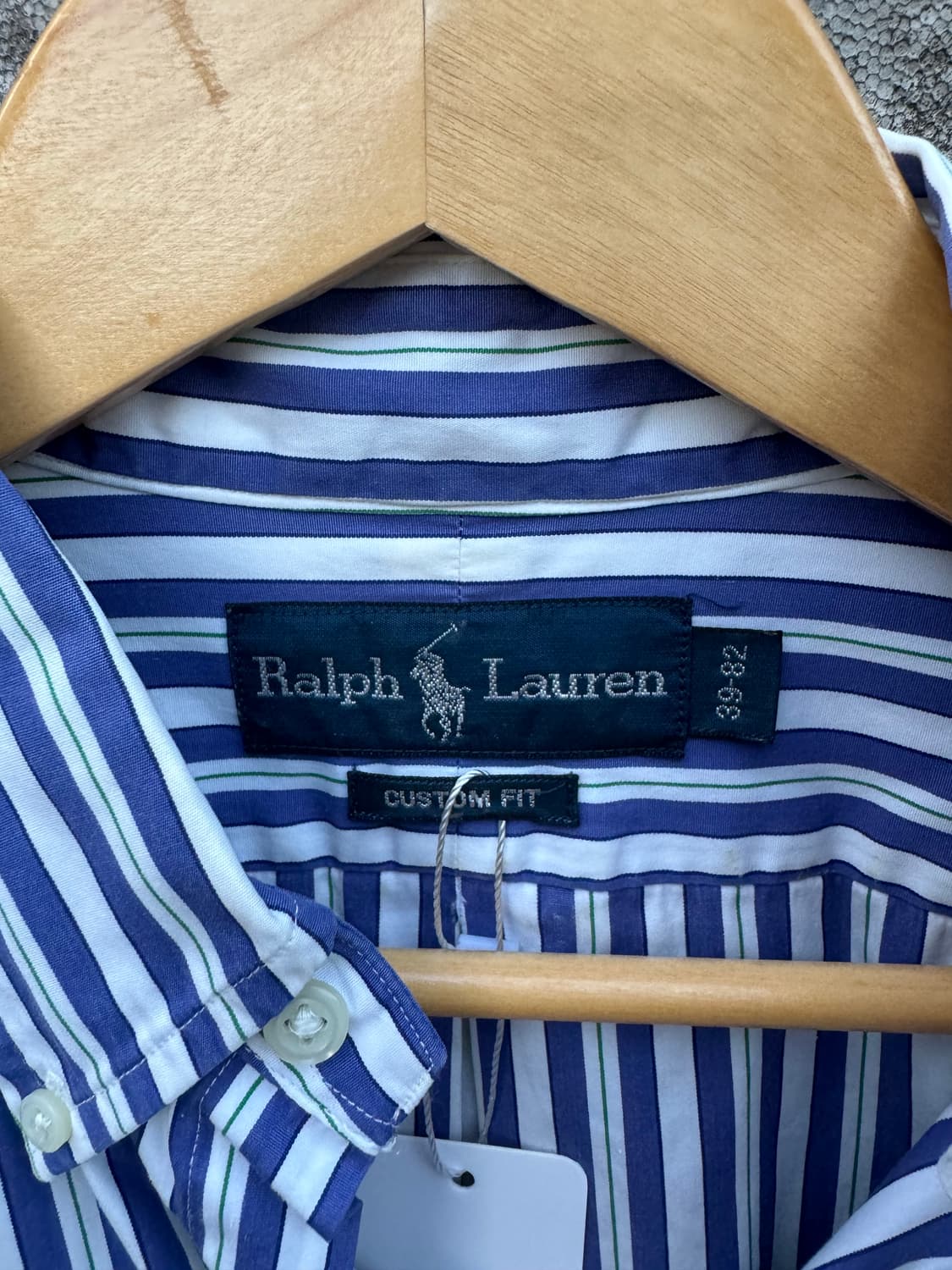 폴로 랄프로렌 빈티지 네이비 그린 스트라이프 클래식 셔츠  상품이미지5