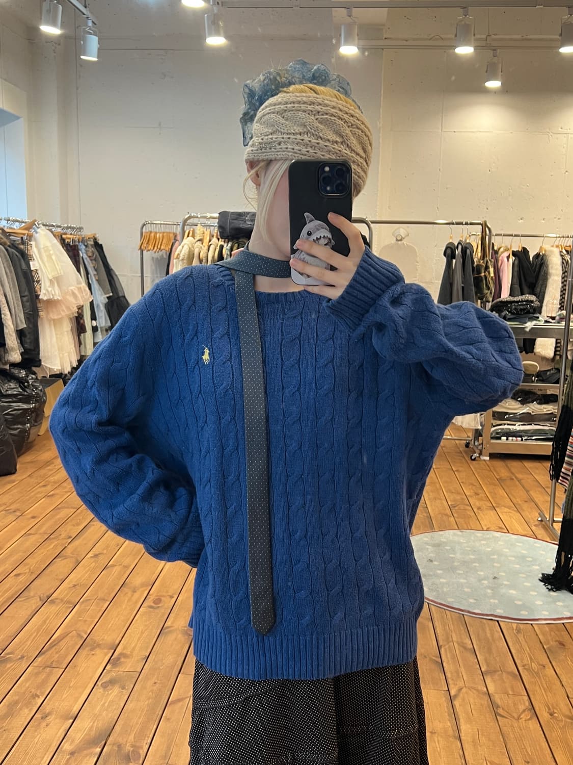 폴로 블루 꽈배기 니트 상품이미지5