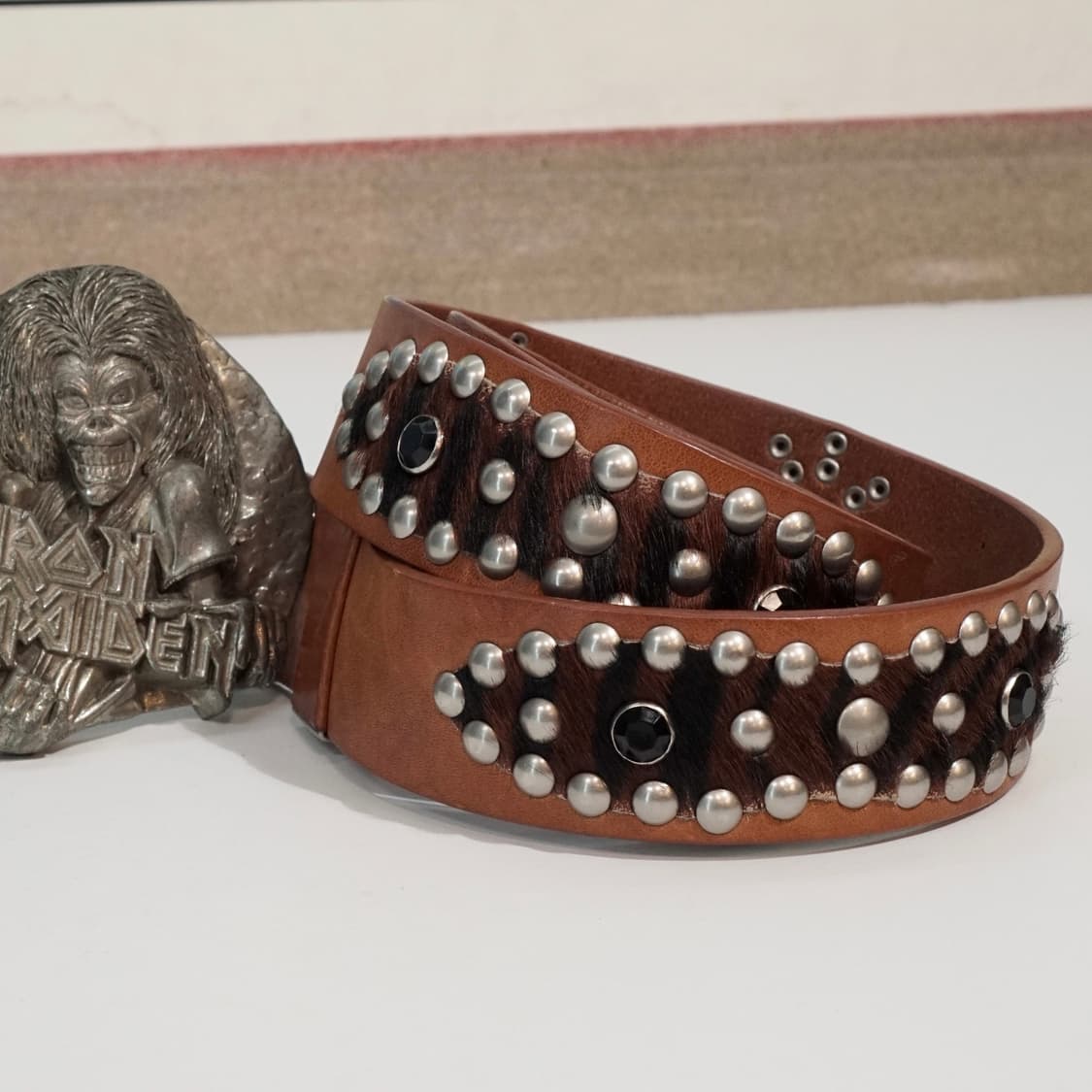 1981s 아이언메이든 빅 버클 스터드 벨트 상품이미지3