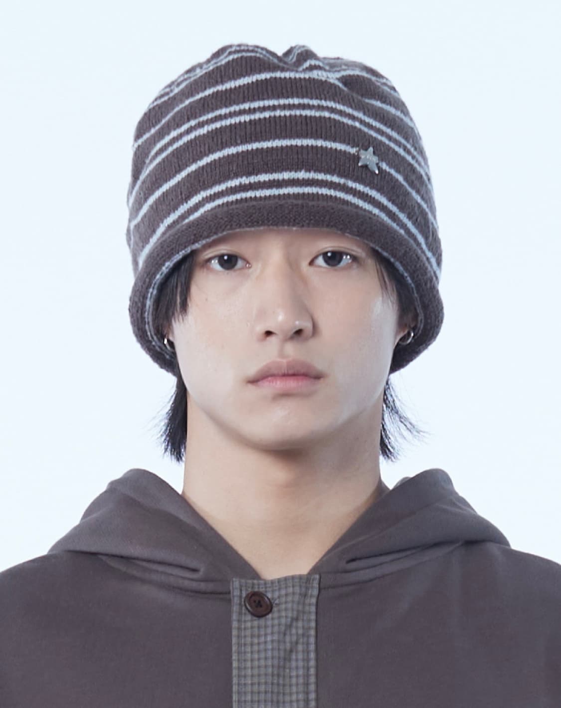 갈색 스트라이프 비니 상품이미지1