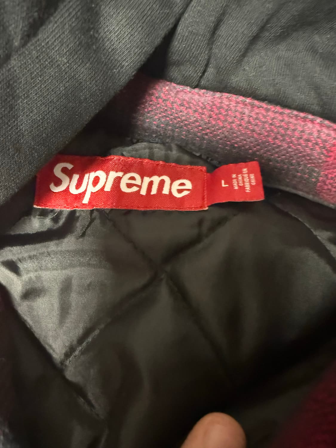 ( 1회 착용 L )슈프림 퀼티드 라인드 후드 플란넬 셔츠 레드 플레이드 상품이미지3