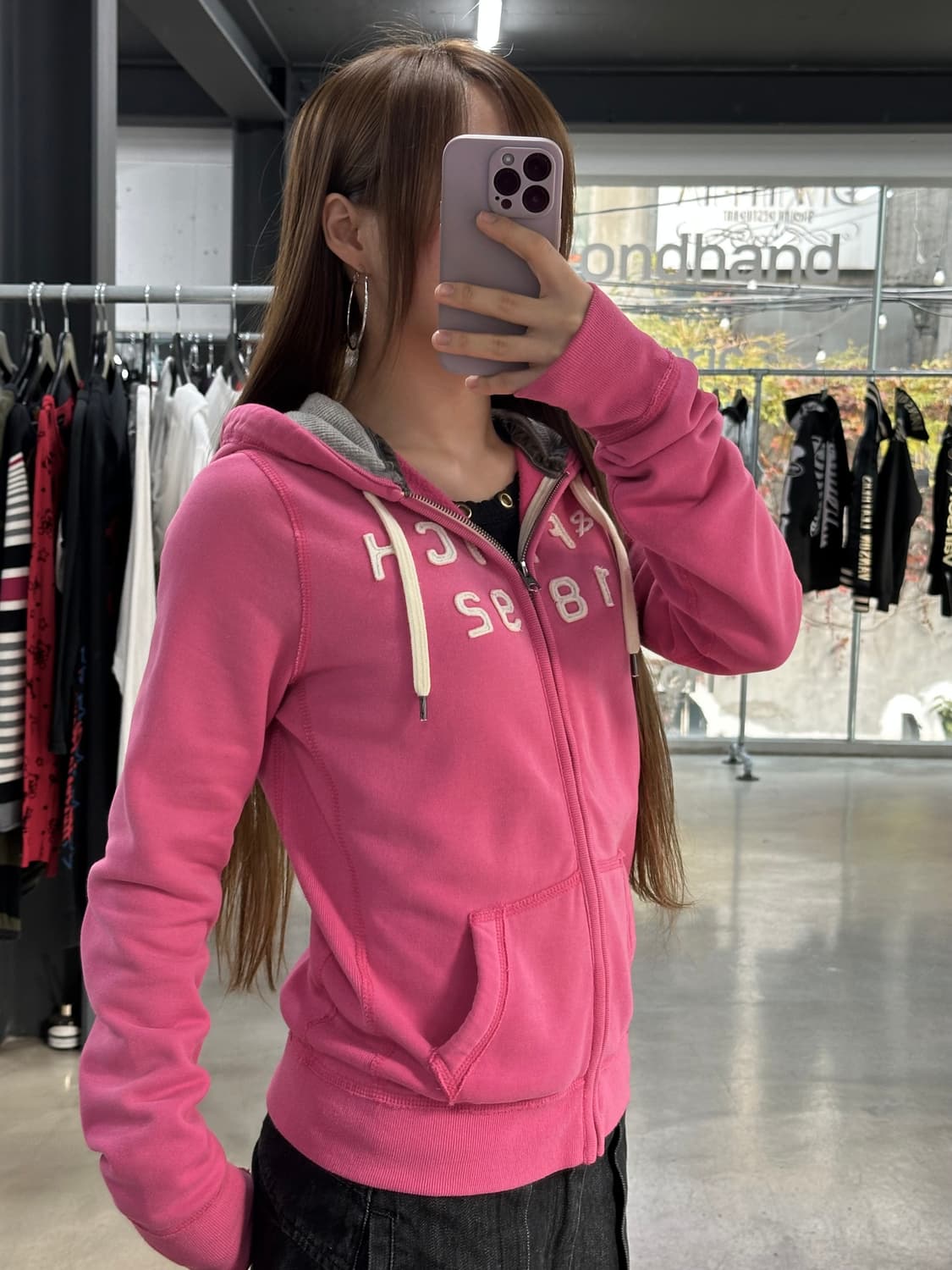 아베크롬비 후드집업 핑크 상품이미지3