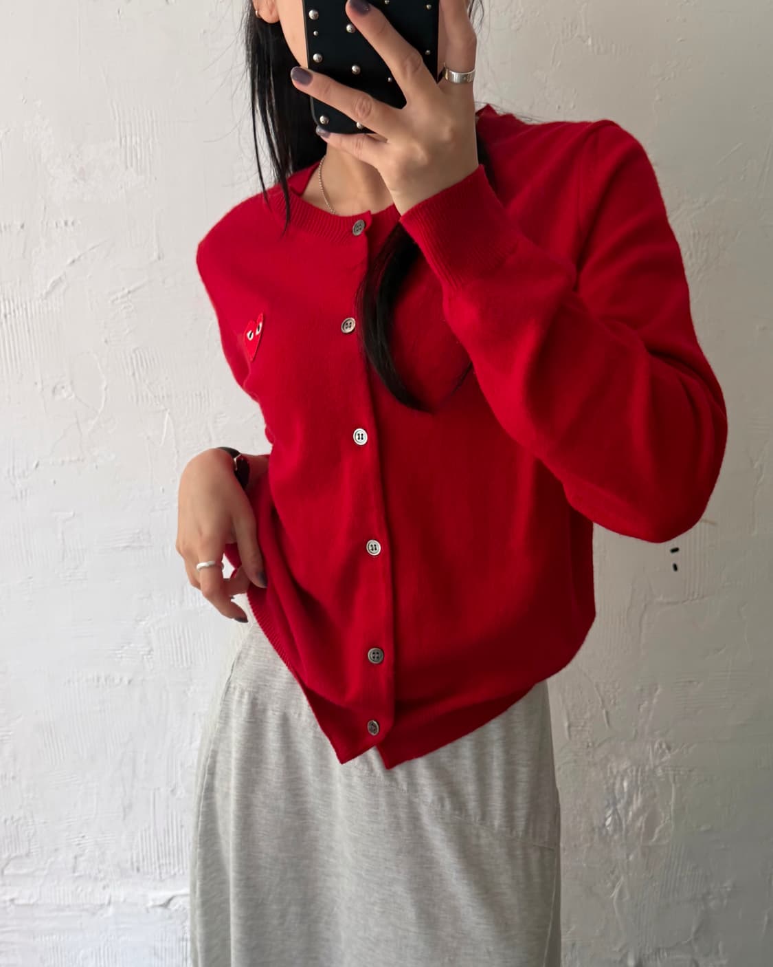 COMMEdesGARCONS 꼼데가르송 레드와펜 레드컬러 울 유넥 가디건 상품이미지7
