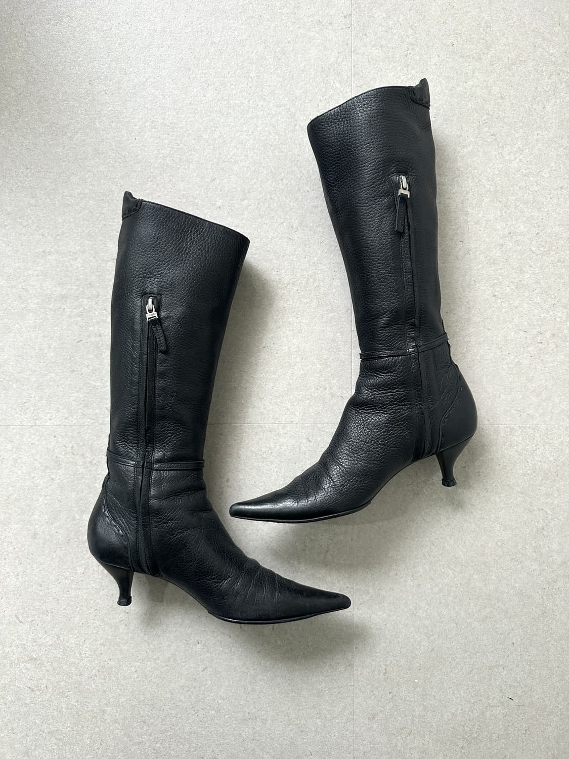 펜디 2000s 벨트 스트랩 나이프힐 레더 롱부츠 상품이미지4