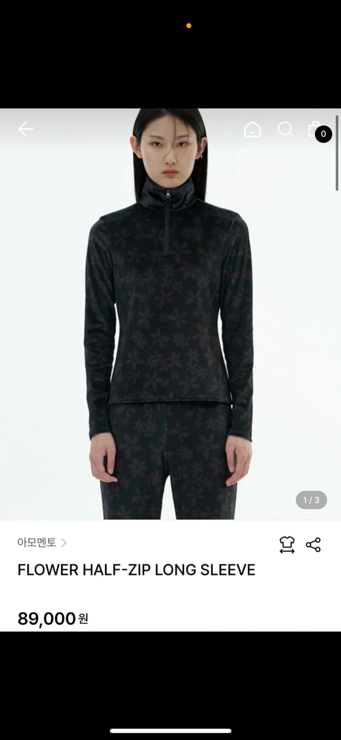 (새상품) 아모멘토 플라워 하프 집업 롱슬리브 상품이미지1