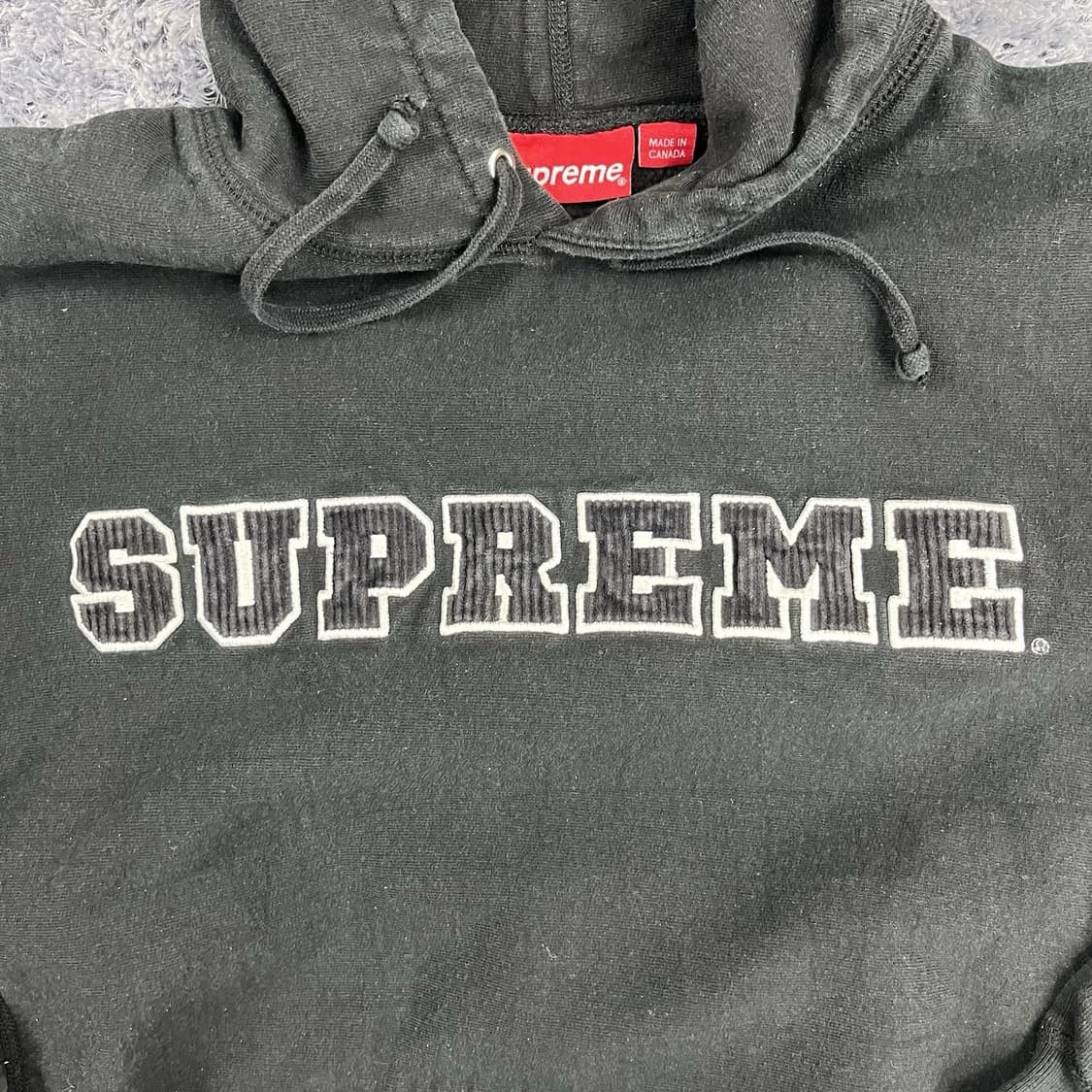 슈프림 코드 컬리지에이트 로고 후드 스웨트셔츠 블랙 상품이미지3