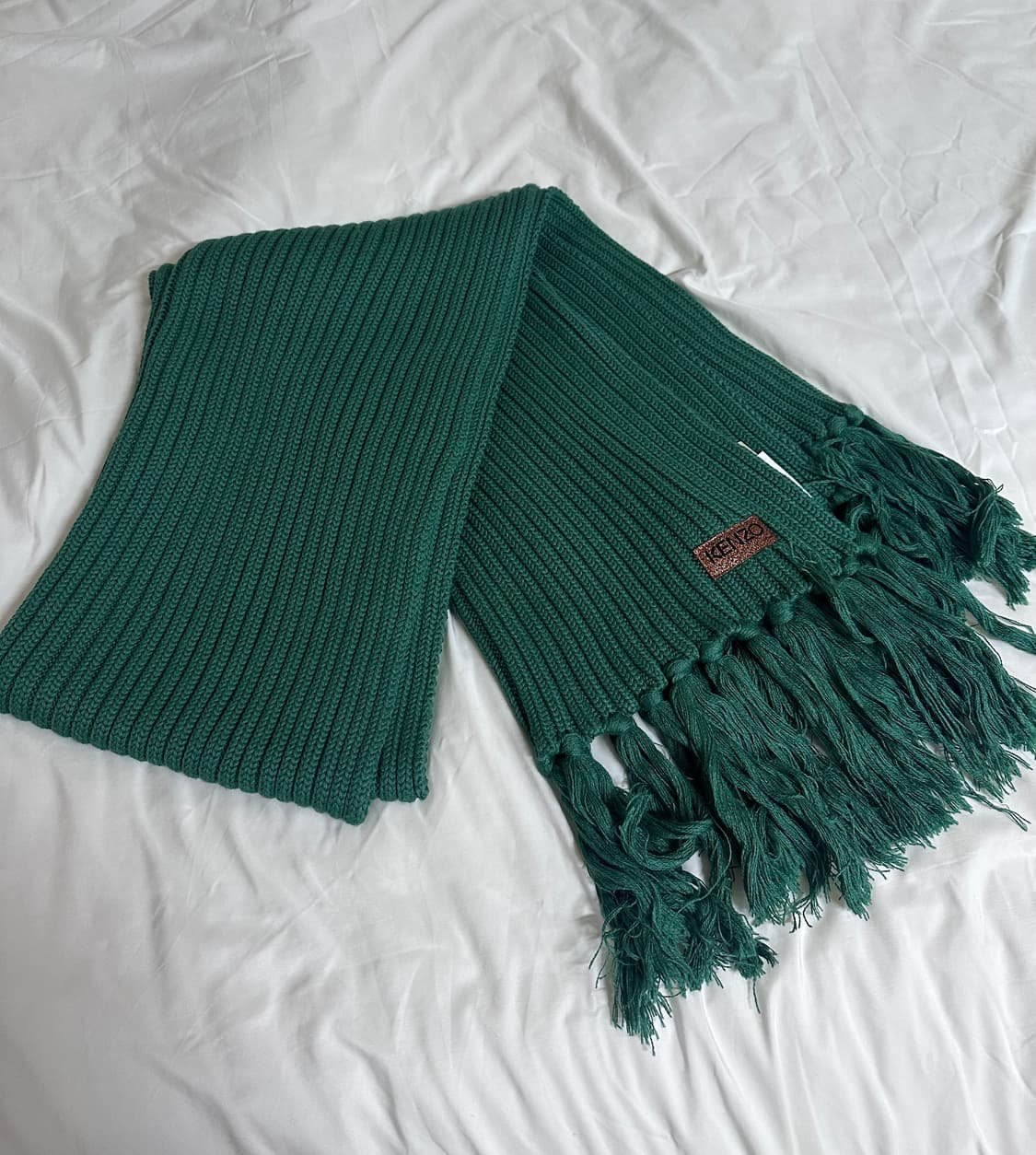 [새상품] 겐조(KENZO) 로고 리브 울니트 머플러 (그린) 상품이미지1