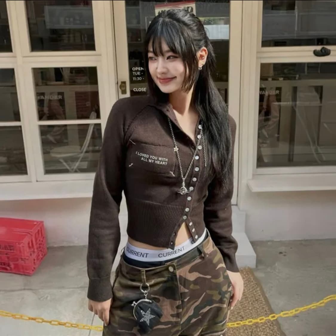 루나키후 터틀넥 니트 가디건 브라운 상품이미지1