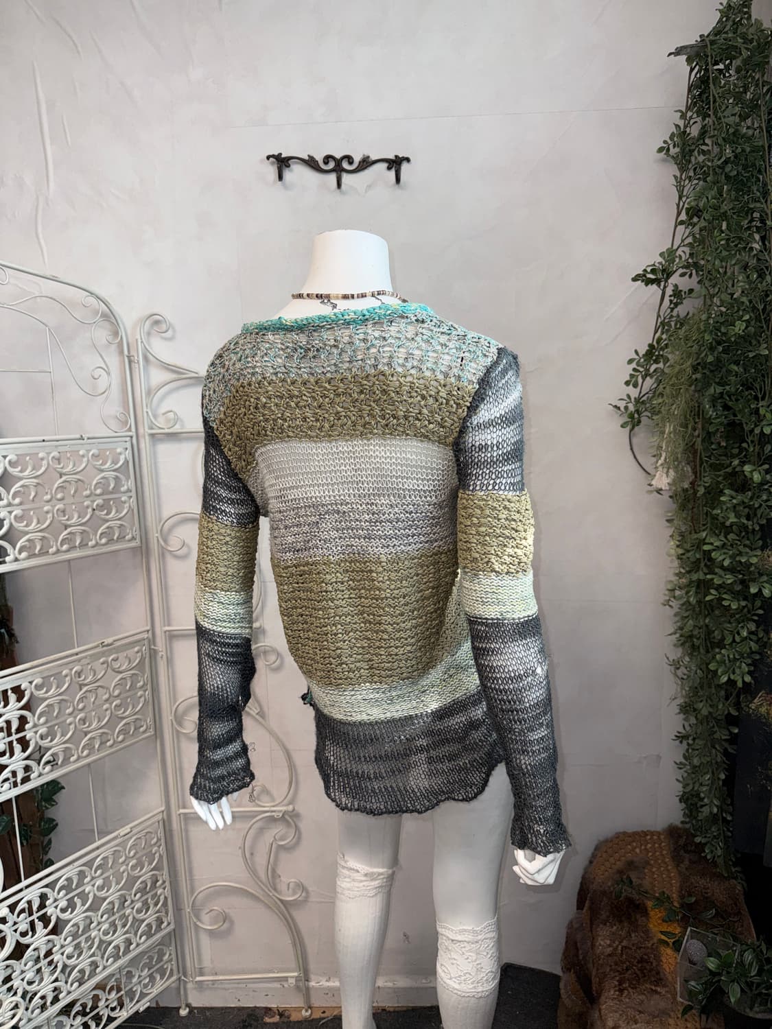 TIME charcoal olive grunge loose knit  상품이미지6