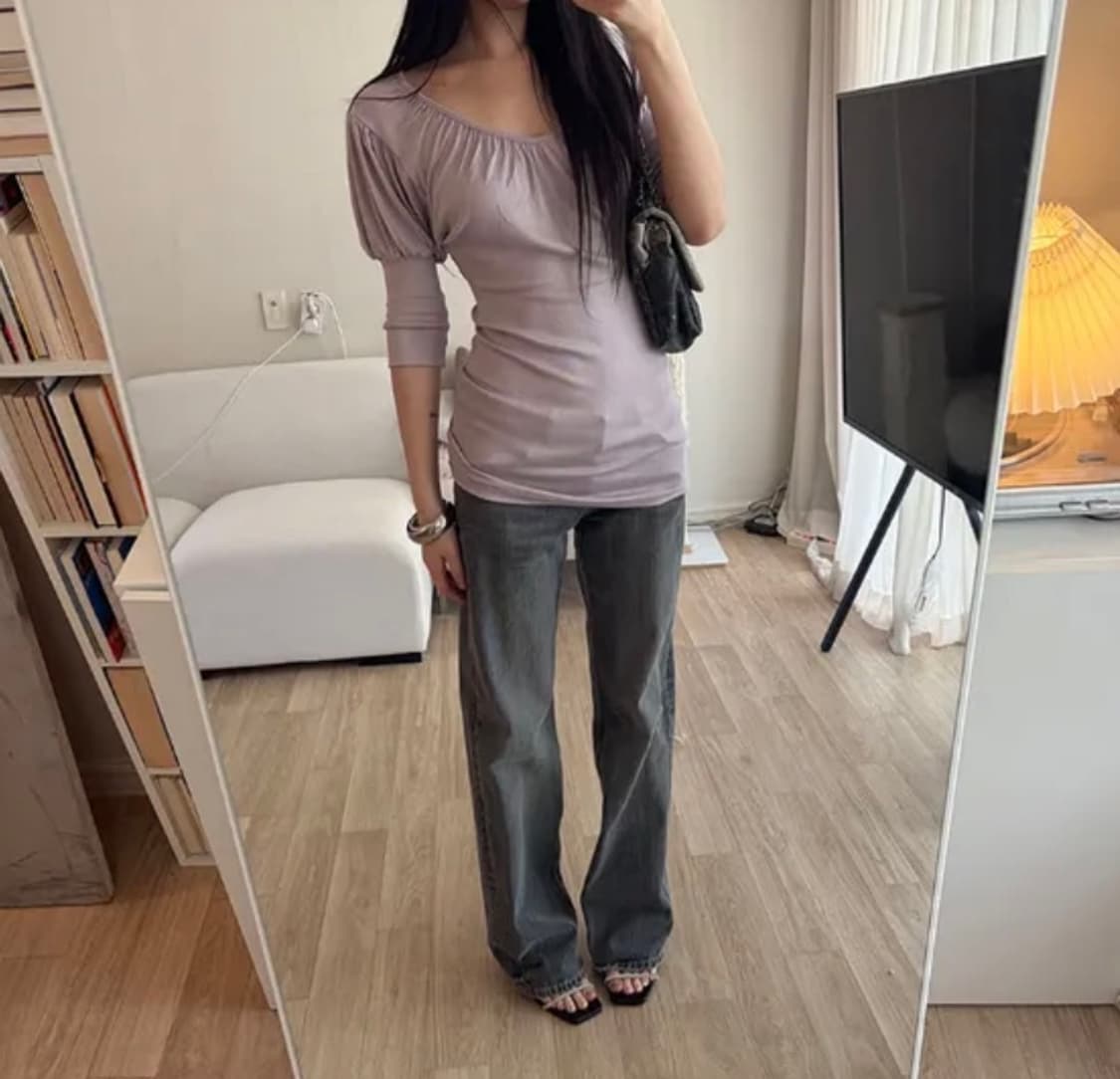 퍼프슬림롱티 새상품 퍼플 상품이미지2