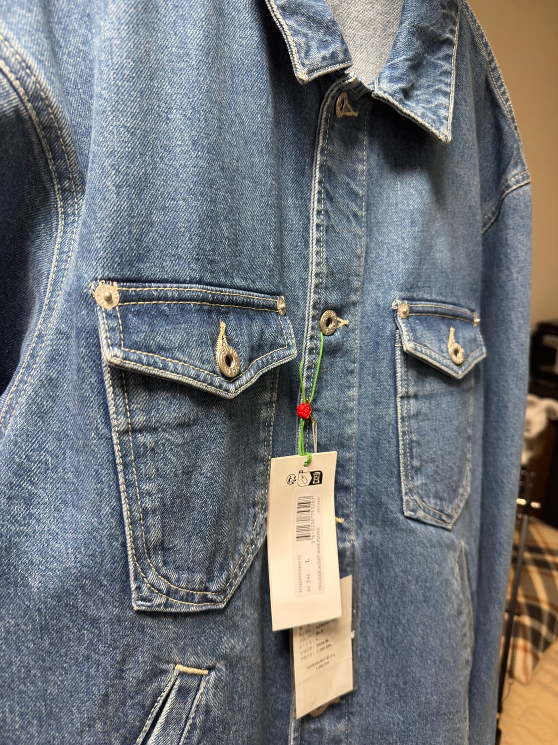 겐조 보케 플라워 자수 데님 트러커 자켓 네이비 블루 L사이즈 상품이미지3