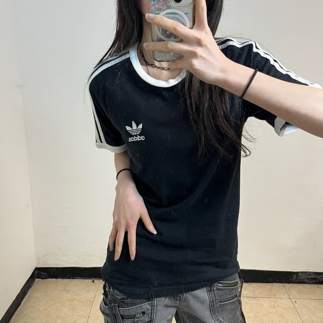Adidas black firebird ringer t-shirt 상품이미지3