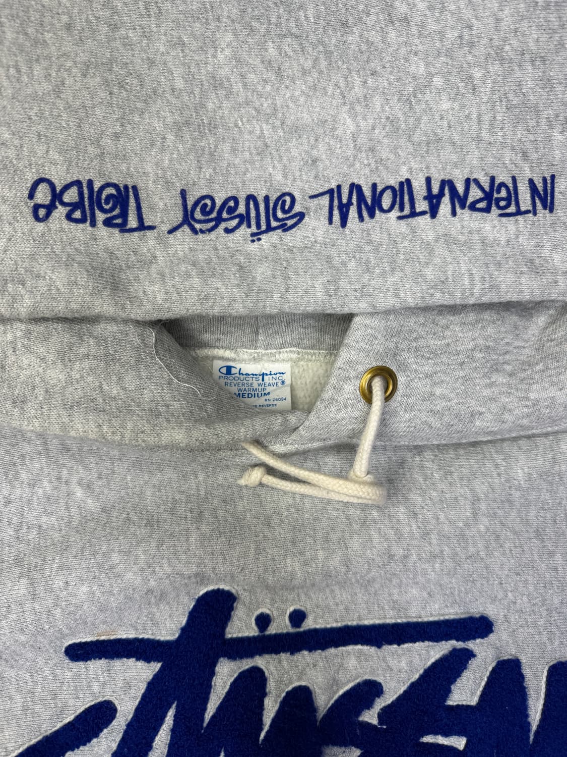 스투시x챔피온 재팬 그레이 기모 후드 M 상품이미지4