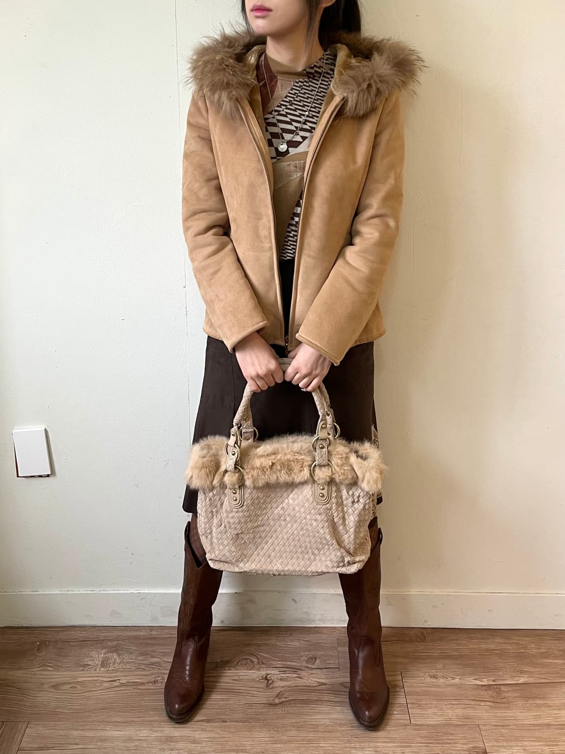 Crea mure 레더 크림 퍼 백 상품이미지9