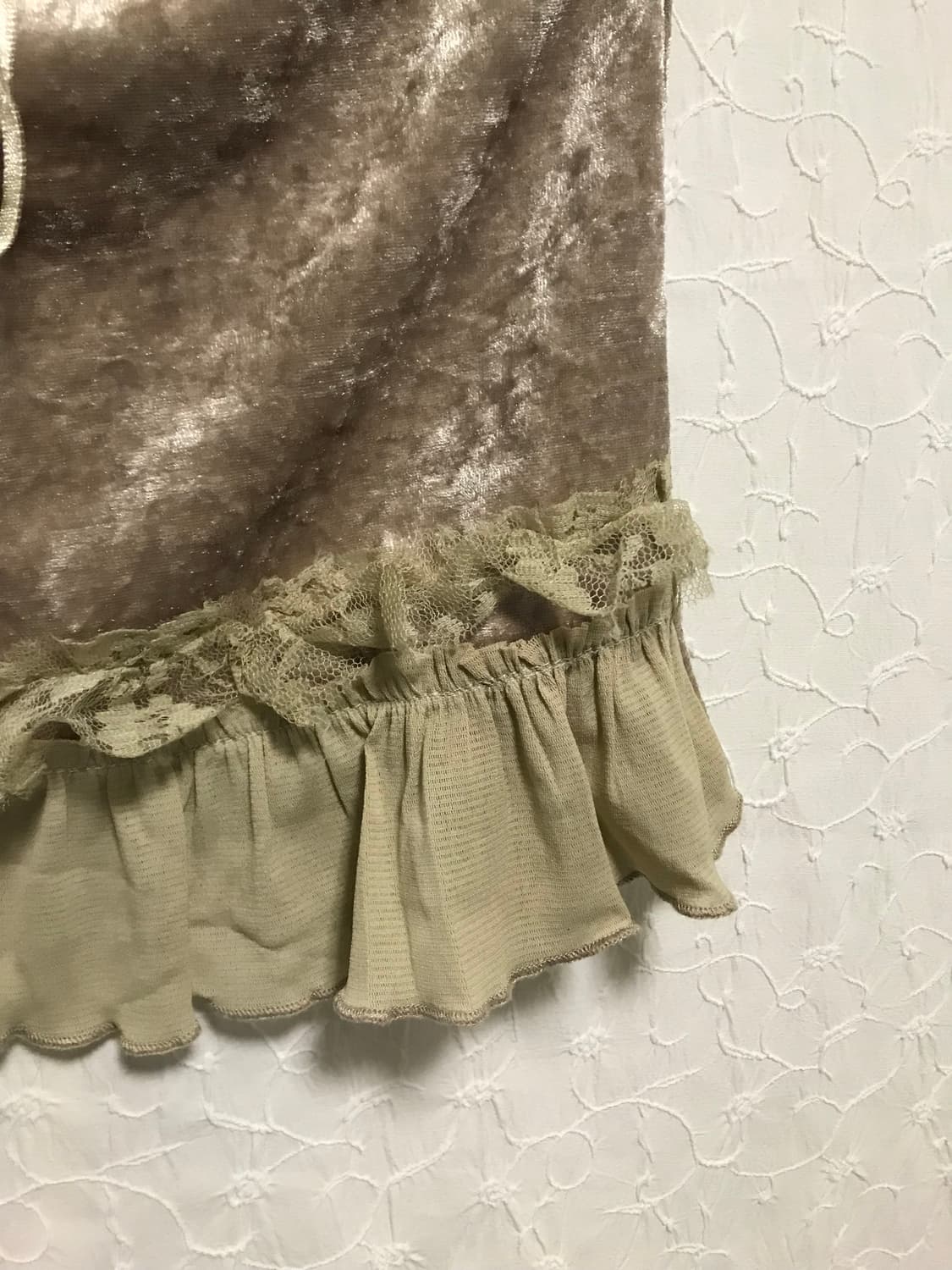 빈티지 페어리 핀터깔 레이스 벨벳 퍼프 탑 상품이미지4